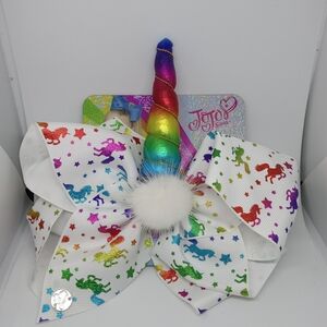 JoJo Siwa Rainbow Unicorn Bow with White Accents